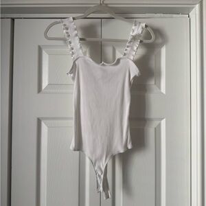 Alya White Ribbed Bodysuit